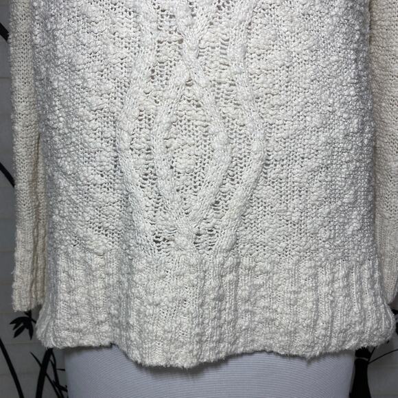 Moth Cowl Split Neck Wood Button Sweater Cream Women Small Anthropologie - Picture 6 of 12